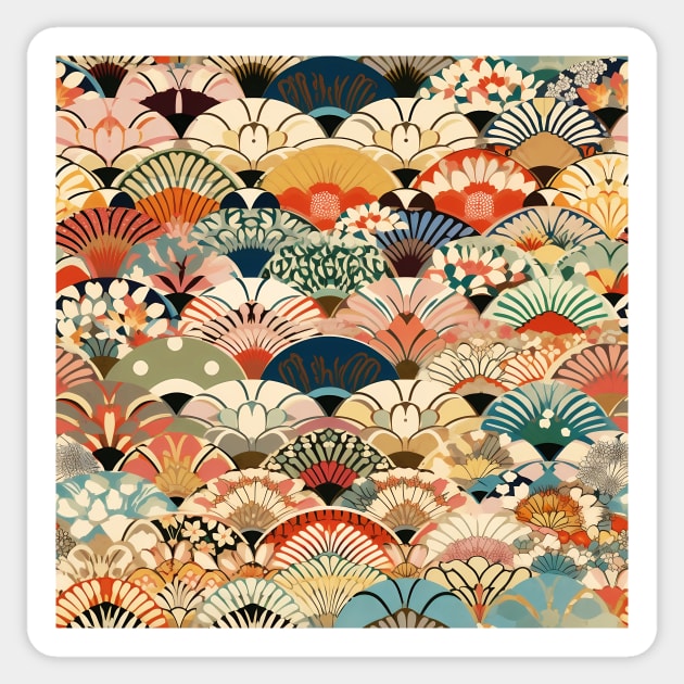 Traditional japanese fan pattern Sticker by LittleNippon